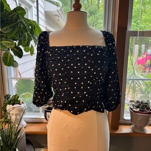 Black Polka Dot Women's Top